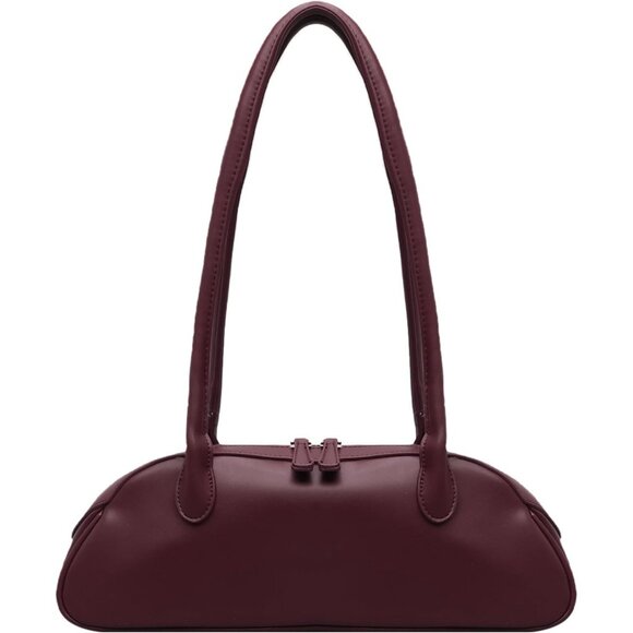 Handbags - Women Burgundy PU Leather Shoulder Purse Elegant Swing Bag for  daily use Work